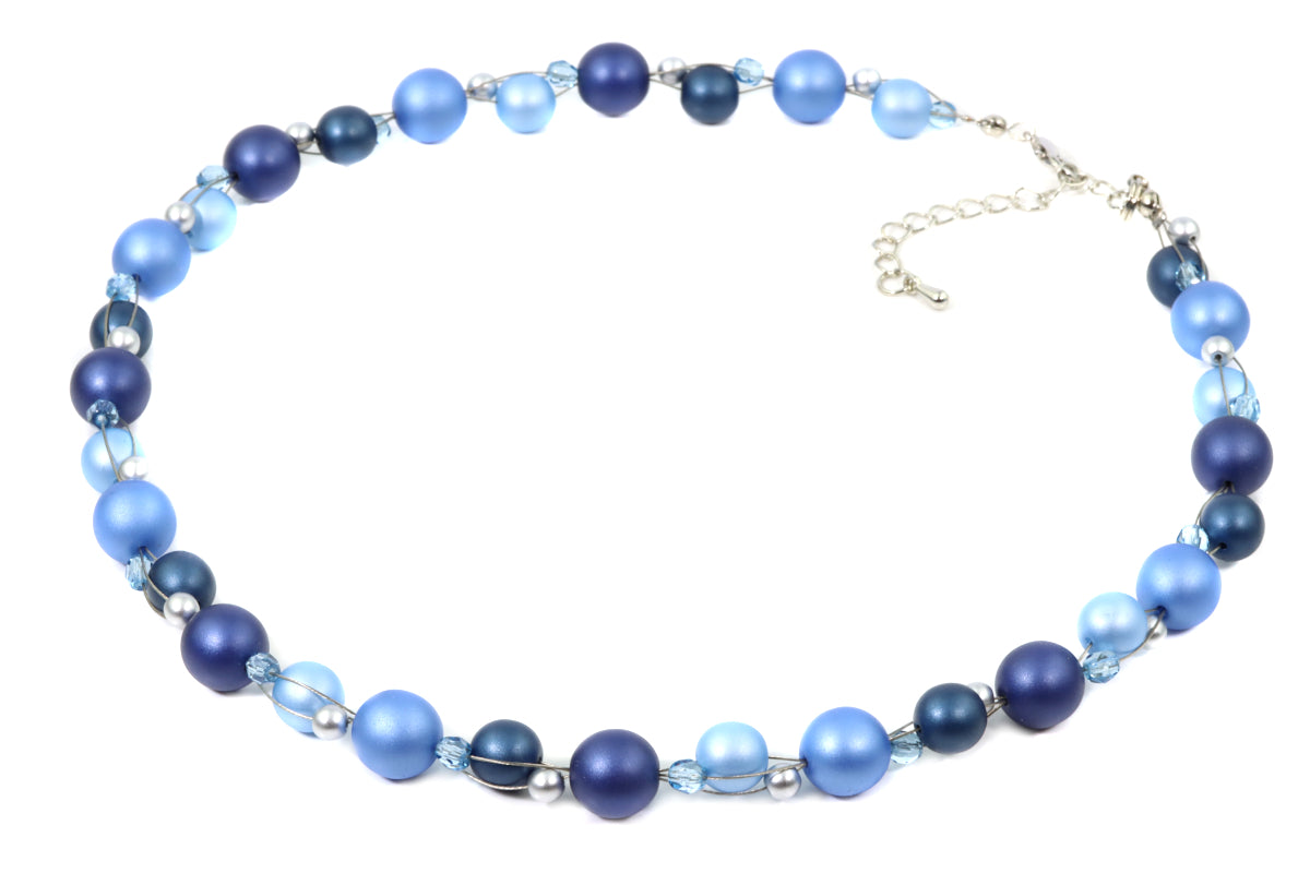 Collier Muschelkernperlen Blau-Kombi