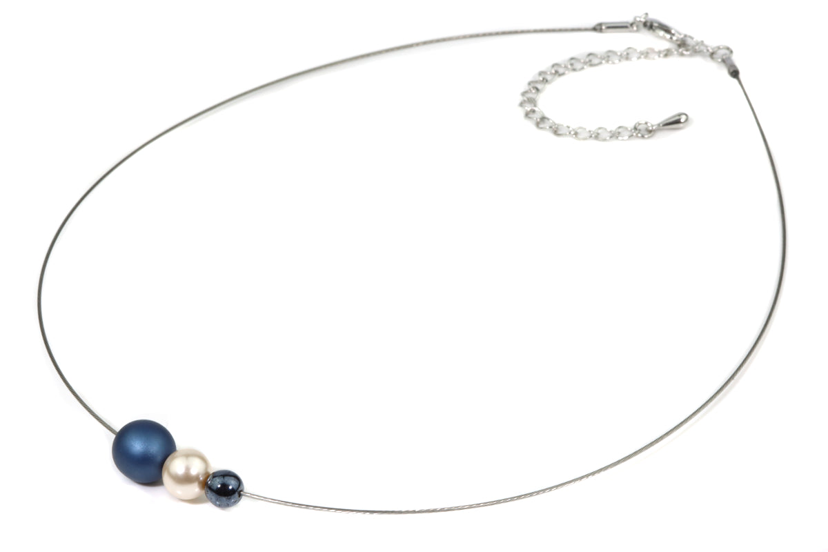 Collier Muschelkernperle Blau-Kombi