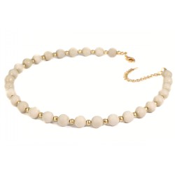 Collier aus White Alabaster Perlen