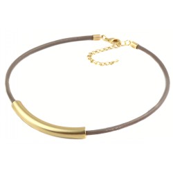 Collier - Röhre - Leder