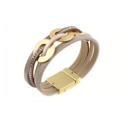 Lederarmband - Braun/Taupe - Matt Gold