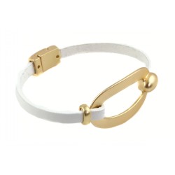 Lederarmband - Weiß - Matt Gold