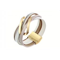 Lederarmband - Taupe - Matt Gold