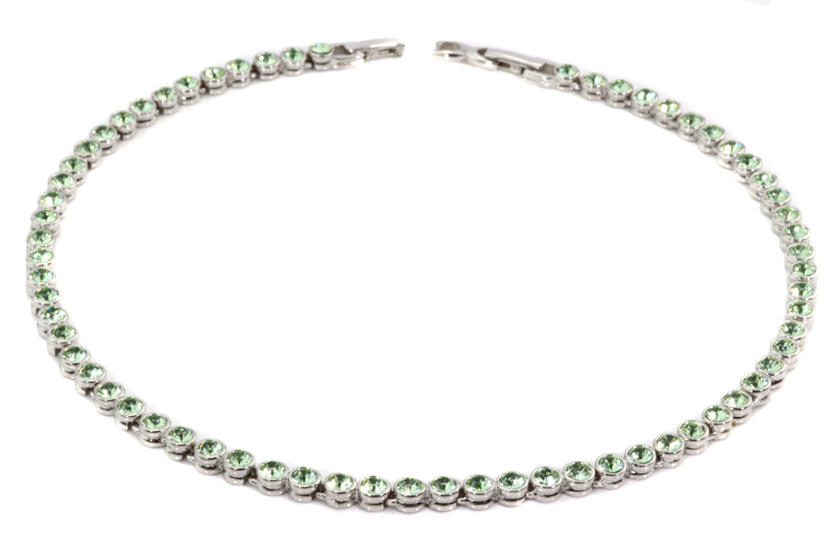 Tennis Collier - mit Swarovski Kristallen - Chrysolite