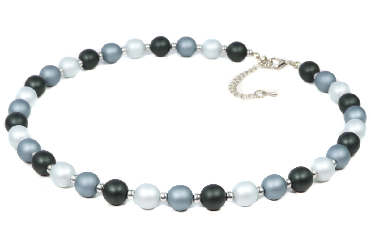 Collier Muschelkernperlen - Grau Kombi