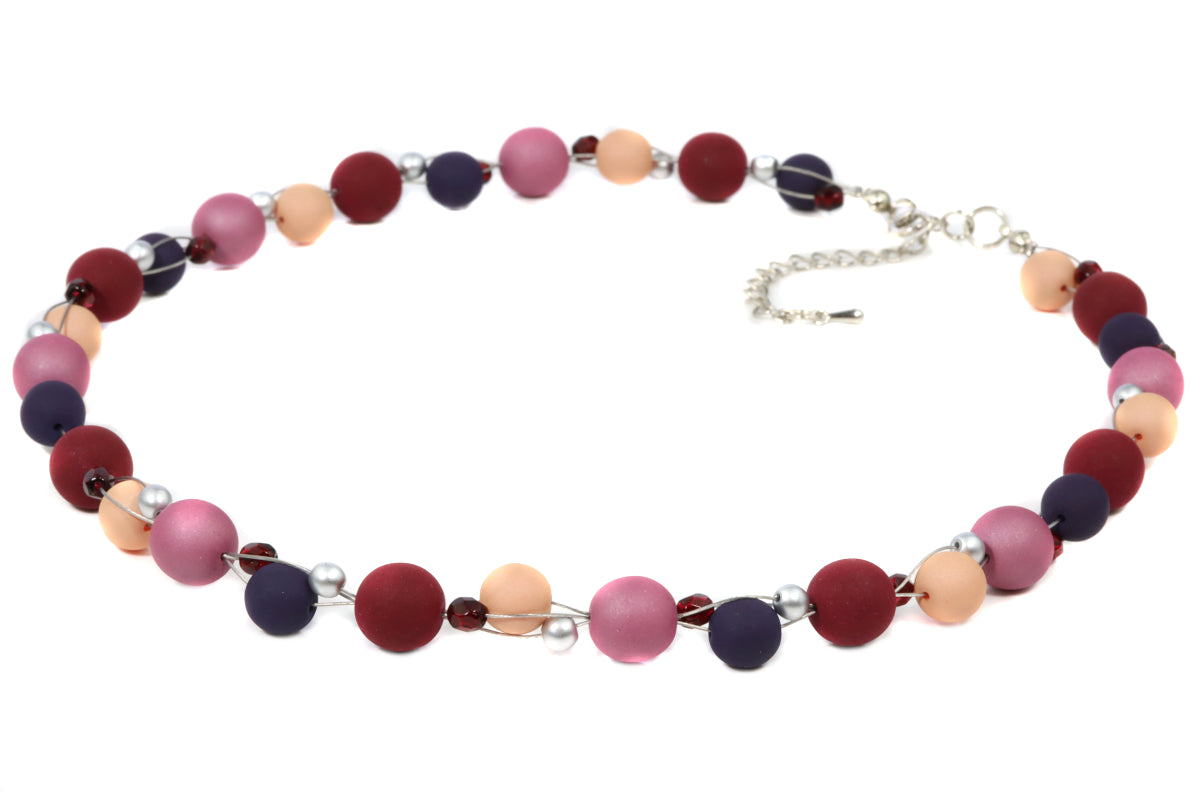 Collier Muschelkernperlen - Beerentöne