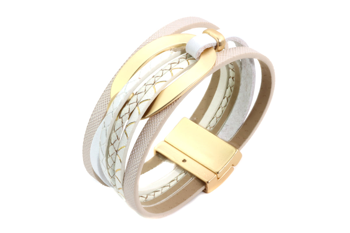Lederarmband - Ovale - Matt Gold