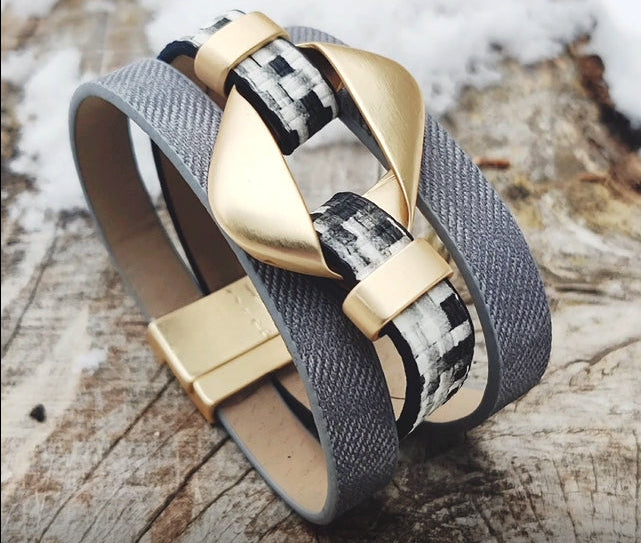 Lederarmband - Karo - Matt Gold