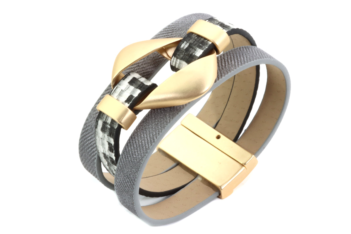 Lederarmband - Karo - Matt Gold